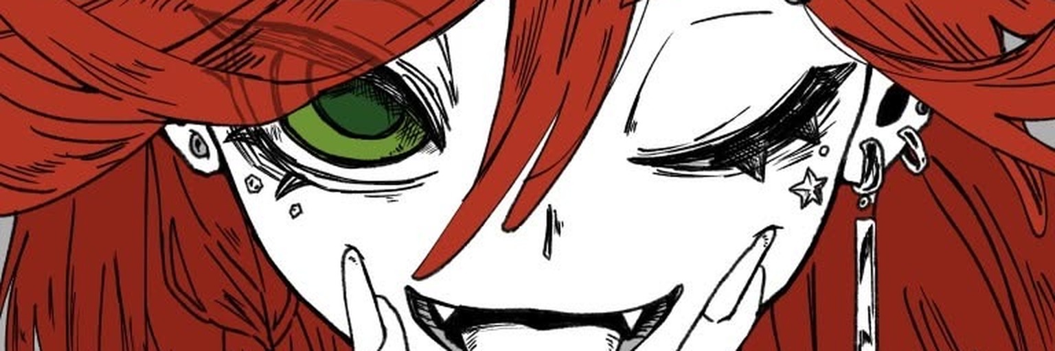 Red-haired illustrated character banner